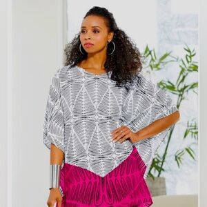 Ashro Black, White, Hot pink Tunic L/XL